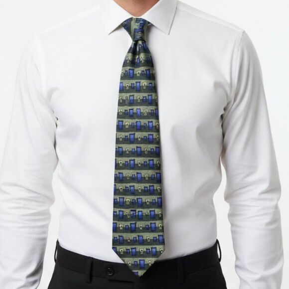 Grateful Dead Other - Grateful Dead Doorways And Splices Fifth Set Gray & Blue Print Silk Tie